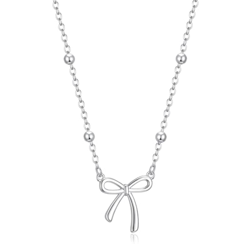 Thaivor Necklace for Women Dainty Bow Necklace 14K Gold Plated Cute Choker Small Pendant Charm Necklaces Teen Gift Trendy Stuff Personalized Jewelry Gifts