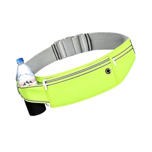 Image of Slim Running Belt for Women Men,Runners Fanny Pack Phone Holder,Money Belt,Running Gear Accessories,with 3 Pockets (Grass green)
