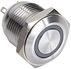 ONPOWPush Button Switch GQ16F-10E/J, Flat Round;Momentary, Ring Illuminated;1NO, Stainless Steel, 16mm;Pin Terminal(2.8×0.5mm); (GQ16F-10E/J/R/S(Momentary))