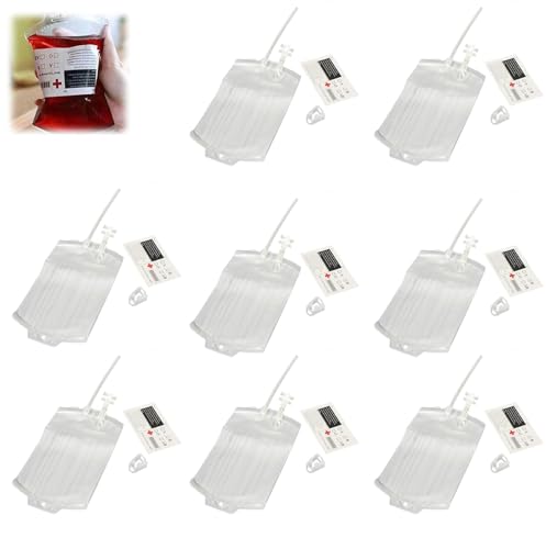 Bolsa de Beber Sangre para Halloween,Bolsa de Sangre de Halloween,Bolsa de Sangre,Bolsa de Sangre para Bebidas,Bolsas de Sangre de Halloween Contenedor 350 ml,8 Piezas Bolsa de Sangre para Bebidas