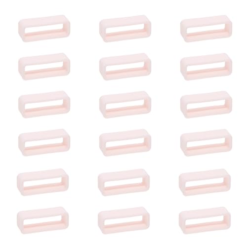 PPhtony Rubber Watch Band Loop Holder Silicone Watch Strap Keeper Fastener Rings Replacement Watch Strap Accessories, 18PCS (20mm, Light Pink)