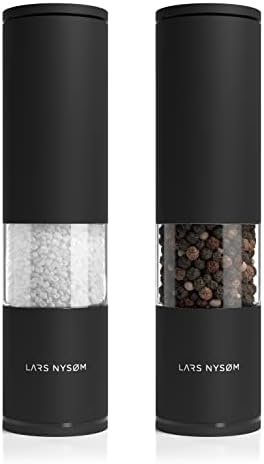 LARS NYSØM Salt and Pepper Mill Set of 2 Manual with Adjustable Ceramic Grinder from Coarse to Fine I Designer Spice Mill Set