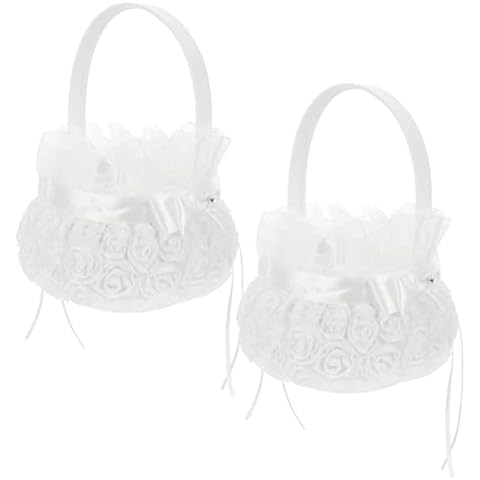 Sewroro Wedding Flower Girl Baskets with Bowknot Cover