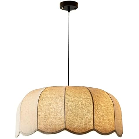 BRRSKBK Flower Pendant Light Boho Chandelier Fabric Shade Large Drum Pendant Lighting Fixture Vintage Floral Ceiling Hanging Lamp for Dining Room Bedroom Kitchen Island Farmhouse Living Room Cover