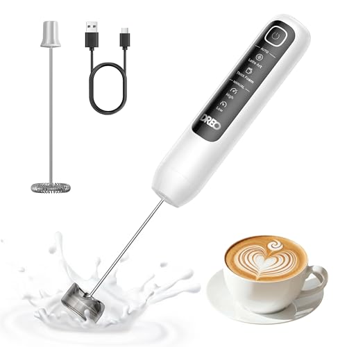DREO BaristaMaker Nano Handheld Milk Frother Pearl Whit...