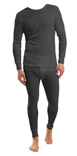 Ensemble de sous-vêtements longs thermiques pour homme avec haut et bas à manches mi-longues, gris, S Cover