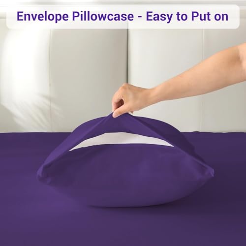 Image of Softan Microfiber Twin Sheet Set with Non-Slip Corner Straps, Purple | 15 inch Deep Pocket Fitted Bed Sheets, Double Brushed Microfiber, Sheets & Pillowcase for All Season