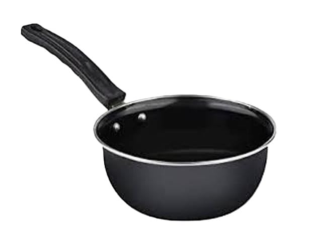 Image of Nonstick cast Iron Induction Base cookware Set of 5 Pieces kadai Sauce pan Fry pan tawa tadka pan for Home Kitchen Black Free Size