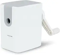 Apontador com Manivela Manual de Mesa Depósito Grande para Escritório Escola e Casa Professores Alunos Alta Precisão e Durabilidade Branco