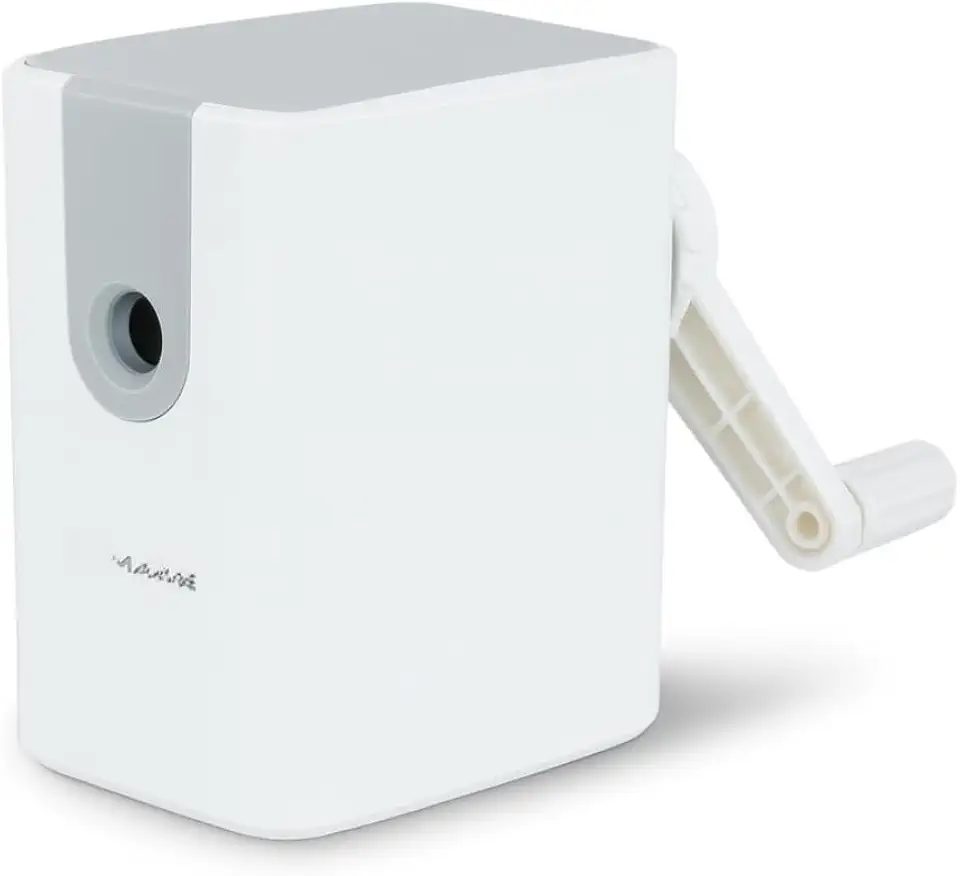 Apontador com Manivela Manual de Mesa Depósito Grande para Escritório Escola e Casa Professores Alunos Alta Precisão e Durabilidade Branco