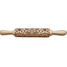 Rolling Pin Embossed with Folk Floral Pattern for Baking Engraved Cookies Medium