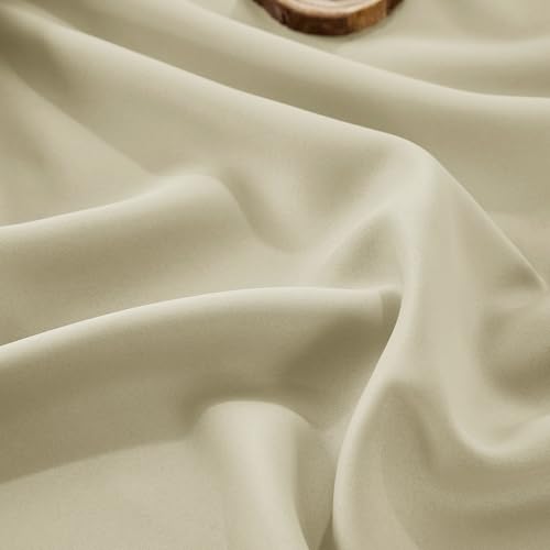 Image of RYB HOME Extra Wide Blackout Curtain with Hooks, Ceiling Mounted & Rod Pocket, Thermal Insulated Privacy Assurd Curtain for Office /Living Room, Room Divier Panel, Light Beige, W120 x L96, 1 Panel