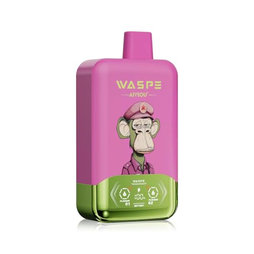 電子タバコ 使い捨て WASPE FIHP 40000回吸引可能 ベイプ 持ち運びシーシャ ダブルフレーバー LEDディスプレイ搭載 大容量リキッド 850mAhバッテリー Type-C充電式 爆煙 吸い応え 禁煙サポート ニコチンなし タールなし (レッ