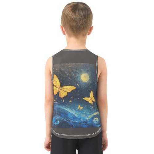 Butterfly Moonlit Ocean Boys Tank Tops Toddler Tank Top Shirts Undershirts Quik Dry for 3-15 Years,3T3