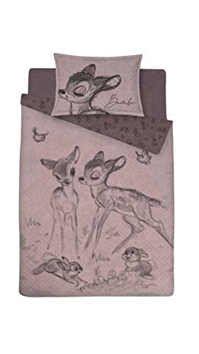 Bambi - Juego de funda nórdica individual con funda de almohada (135 x 200 cm, 50% algodón/50%...