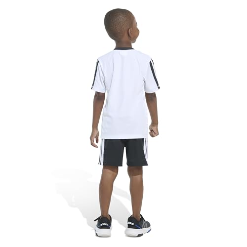 Image of adidas Boys' Short Sleeve 3-Stripe Soccer Tee Shirt and Short Set