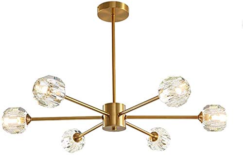 Suspension G9 cristal chandelier de salon design molécule à 6 lumières