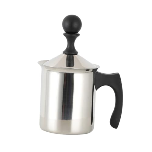 OUNONA Manual Milk Frother Pitcher Jug with Built Filter Hand Pump Latte Art Tool for Cappuccino and Hot No Electricity Needed