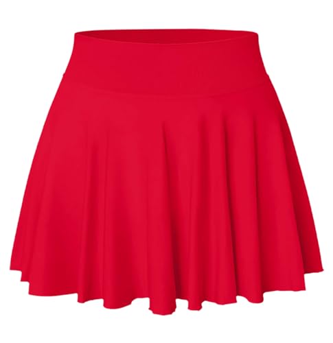 YOAKAKU Pleated Tennis Skater Skirts for Women with Pocket Shorts Flowy Golf Athletic Skort Sports Mini Skirt Red