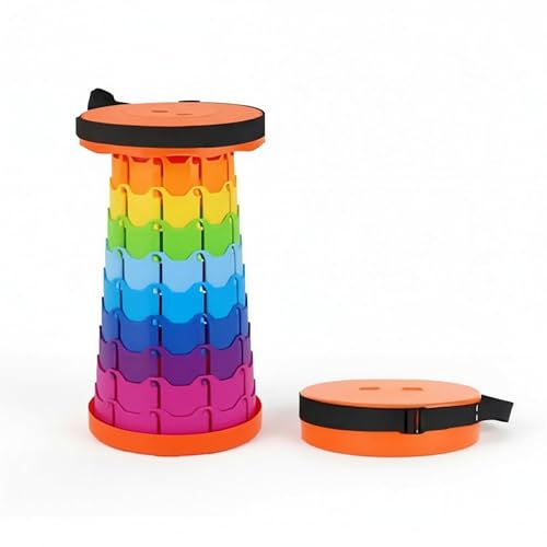 Poxvalzor 折りたたみ椅子 アウトドア チェア キャンプ 椅子 伸縮式 耐荷重150KG 折り畳み 軽量 防水 持ち運び コンパクト 小型 おしゃれ スツール ベランダ/ガーデン/玄関/釣り/観戦/行列/屋外/室内用 イス (オレンジ)