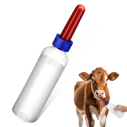 VILLFUL Botella de cría de 500 ml para terneros, Botella de Leche para corderos, de ordeño para Animales pequeños, de Cordero, práctico alimentador para Beber para Cabras, Cachorros,
