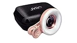 Macro Lens for iPhone/Android Smartphone, 15x Zoom with Integrated LED Ring Light - Adjustable Effect for Phone Photography Clip on Zoom Lens and Portable Charging .(Pink)