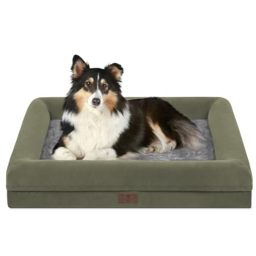 Image of Orthopedic Dog Bed Waterproof Pet Sofa for Large Sized Dogs | 360 Degree Bolster Support, Egg Crate Foam, Waterproof Liner, Non-Slip Bottom, Machine Washable Cover, 36 x 27 Inch