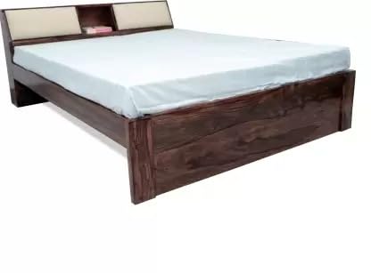 Image of Solid Wood King Bed (Finish Color - Walnut, Delivery Condition - DIY(Do-It-Yourself))