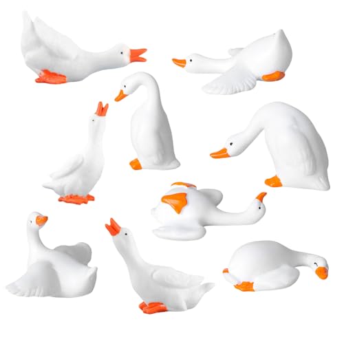 FCKLVMC 18 Pcs Mini Goose Figurine, Tiny Resin Goose DIY
