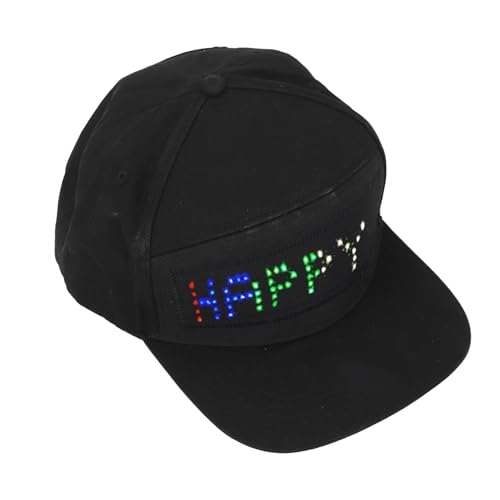 Gorra de Béisbol con Pantalla LED a Color de 12x48 Gorra LED Ajustable Controlada por Aplicación con Aplicación Móvil BT para Texto Personalizable para Fiestas Actividades Al