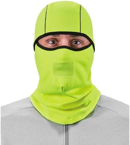 Ergodyne 6823 Balaclava Face Mask, Wind-Resistant, Hinged Design Lime