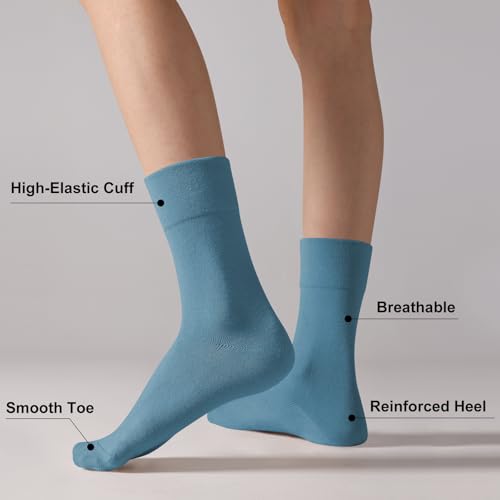 Image of ANDERE ARTE Womens Viscose Bamboo Crew Socks Casual Calf Dress Socks Soft Above Ankle Sock 3-5 Pairs