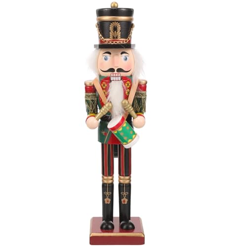 Nutcracker Christmas Decor, 11.8 Inch Wooden Nutcracker Soldier Festive Collectible Christmas Decorations Nutcracker Figures for Xmas Indoor Tabletop Desktop