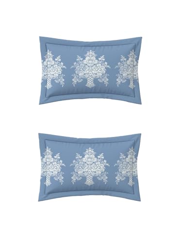 Image of DDECOR Live Beautiful 100% Cotton 145TC Ethnic King Bedsheet with 2 Pillow Covers | Rotary Printed Breathable Fabric | 224 CM X 254 CM | Luxury Bedding for Home | Cresta Collection | Faded Denim Blue