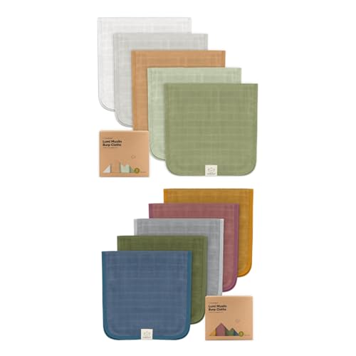 KeaBabies 5-Pack Cotton Muslin Burp Cloths Baby Girls, Boys - Soft & Absorbent Spit Up Burp Rags, Large Muslin Towel, Cotton Wash Cloths for Babies, Newborn, Infant, No Shrink, Durable, Neutral