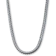 Solid 925 Sterling Silver Foxtail Chain Necklace, Width 1.5mm - Oxidized Non-Tarnish Unisex Snake Design Wheat Chain Necklace for Men Women 17.7" 19.7" 21.6" 23.6" Inch - Handmade