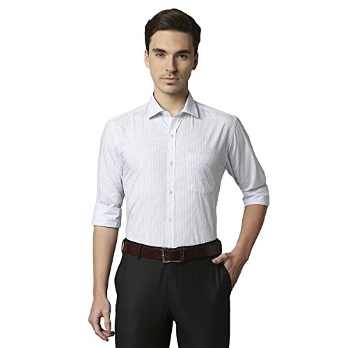 Image of Park Avenue Men's Pure Cotton Stripe Pattern Slim Fit Semi Cutaway Collar Full Sleeve Formal Shirt