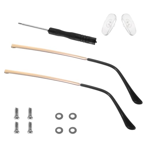1 Pair Glasses Repair Kit with Screws Arm Replacement Sunglass Parts Arms Screw Glass Screwdriver Eyeglass Legs Temples(Golden)