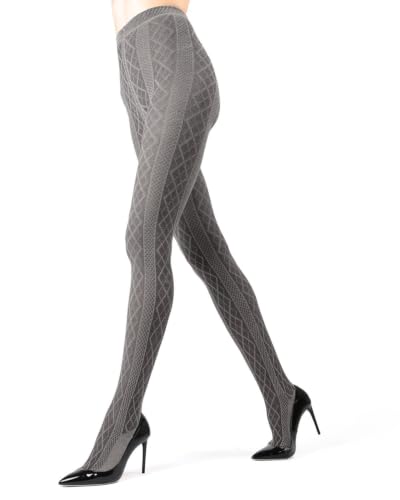 Image of MeMoi Juneau Diamonds Cotton Tights for Women, Cozy and Elegant Sweater Tights - Sizes Small to X-Large