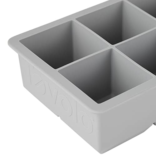 Tovolo Large 2” King Cube Ice Tray Oyster Gray Ice Cube Trays for Whiskey Cocktails Smoothies, Big Square Ice Cube Mold Silicone Freezer Tray for Perfect Rock Cubes BPA Free Dishwasher Safe