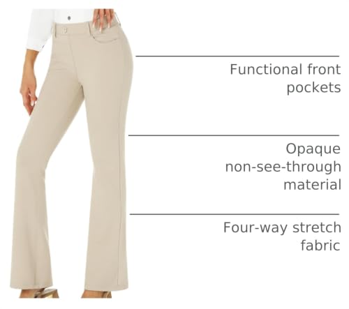 Image of Stelle Women 28 inch /30 inch / 32 inch Bootcut Dress Pants Business Casual Work Pants with Pockets Pull On Regular Slacks for Office