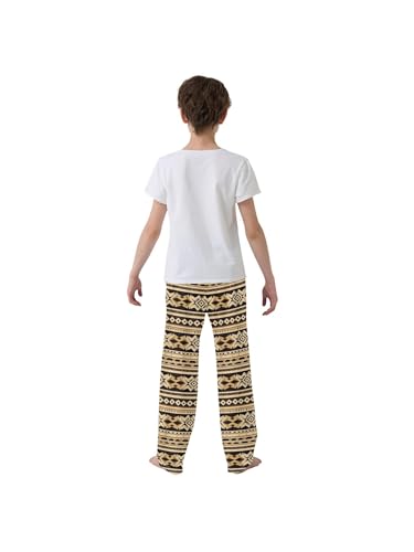 Aztec Brown Stripes Boys Pants for Kids Jogger Pants with Pockets S 5