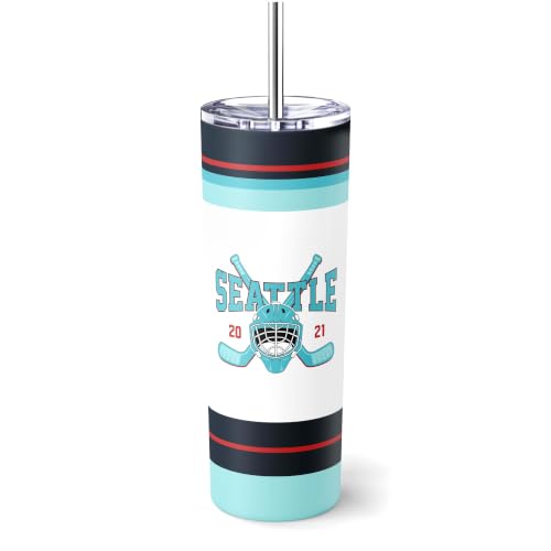 Image of ANTKING Seattle Tumbler 20oz Travel Mug Custom Name Number Gifts | Stainless Steel Insulated Coffee Cup for Men Women