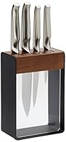 Furi Pro Limited Edition Knife Block Set 5 Piece – Stainless Steel Knives with Walnut Block, Superior Cutting Performance, Ergonomic Anti-Fatigue Handles