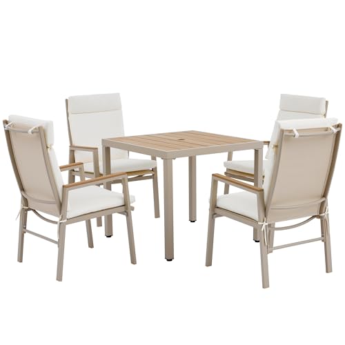 Juego de comedor de jardín de 4 plazas SUKY con mesa y sillas caqui 6