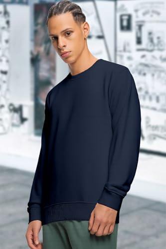 Image of Amazon Brand - Anarva Men's Cotton Sweatshirt | Regular Fit Winter Pullover for Men | Casual Crew Neck Full Sleeve Sweatshirt for Everyday & Outdoor Wear