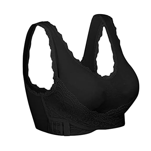 NA Reggiseni Senza Ferretti, Reggiseno Push Up Senza Ferretto con Imbottito Rimovibile, Bralette Pizzo Donna Bra per Sportivo Yoga Nero L
