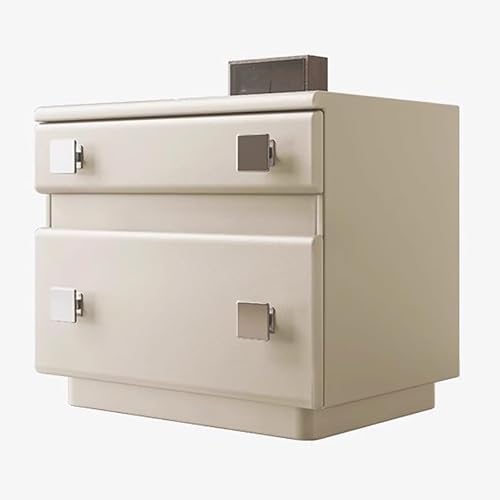 Modern Nightstand with Square Handle - 2-Drawer Bedside Table for Apartment Decor, Stylish Storage Solution for Bedroom and Living Room, Contemporary Design
