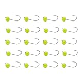 ALICHINO Tungsten Fly Tying Jig Heads for Fly Fishing Small Round Ball Crappie Jig Heads Tungsten Nano Jigs Kit Tungsten Beads with Hook (Chartreuse 20 pcs, 4mm, 1/50oz #12)