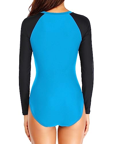 Image of Daci Women One Piece Long Sleeve Swimsuits Rash Guard Built in Bra UPF 50+